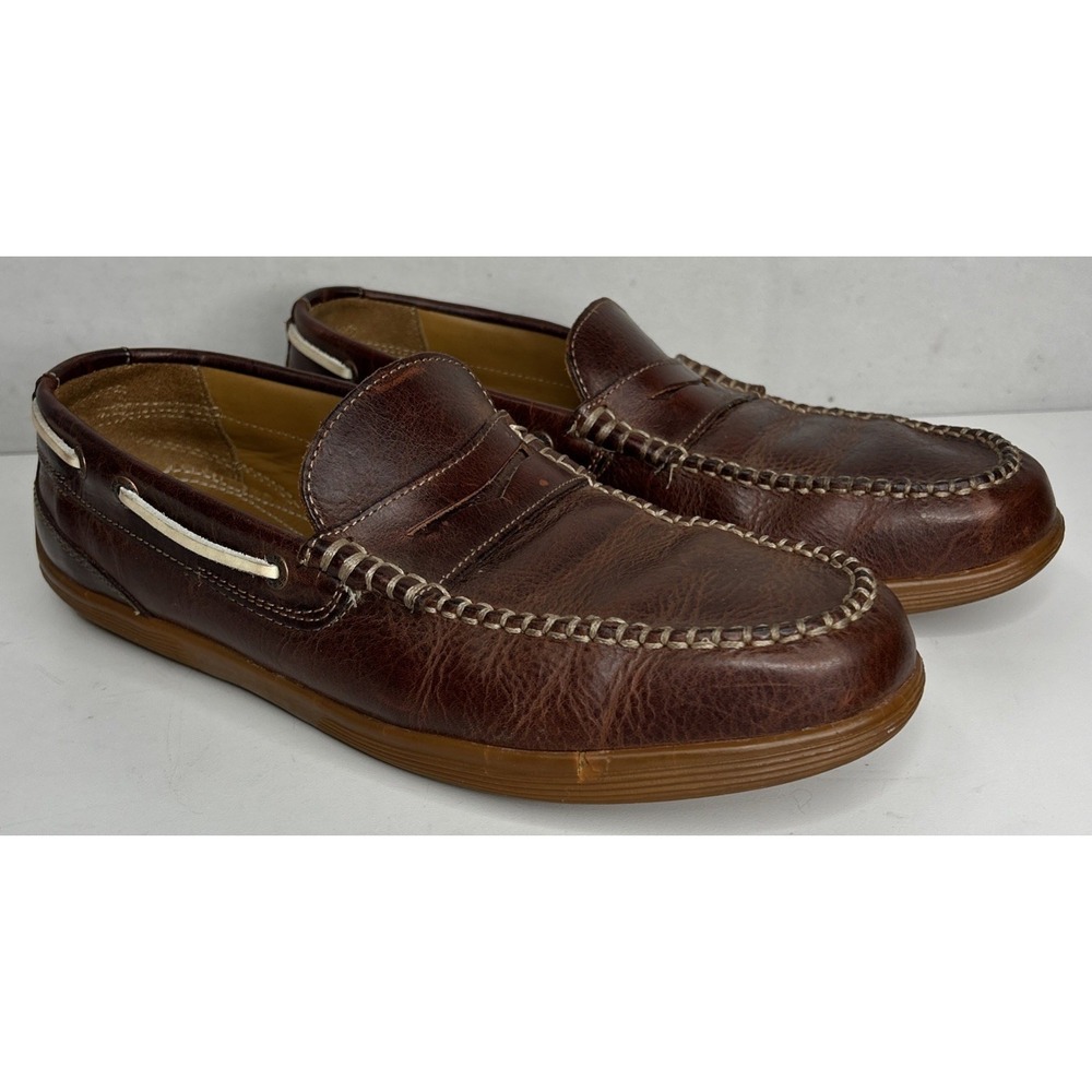 Mens Sebago Nantucket Boat Shoes Loafers Sz 9 M Used Classic Brown Leather - Picture 2 of 10